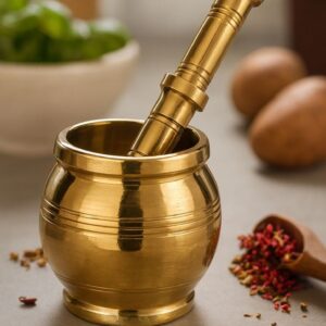 Brass Mortar and Pestle Set